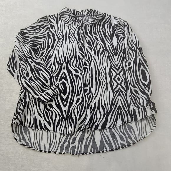 Big Dart Mob wife button up women's blouse zebra print Size XL Career office - Picture 3 of 7